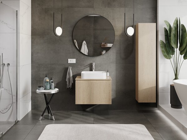 Mexen Rivel, mobilier baie 70 cm, 1 sertar, canelat, stejar, 91A20-07047-1-BF81