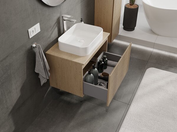 Mexen Rivel, mobilier baie 70 cm, 1 sertar, canelat, stejar, 91A20-07047-1-BF81