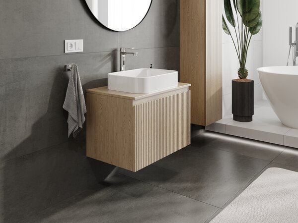 Mexen Rivel, mobilier baie 70 cm, 1 sertar, canelat, stejar, 91A20-07047-1-BF81