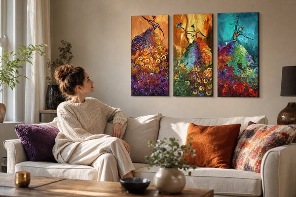 Tablou de perete pictată manual DANCERS - 90x70 cm / Clasic 2 cm