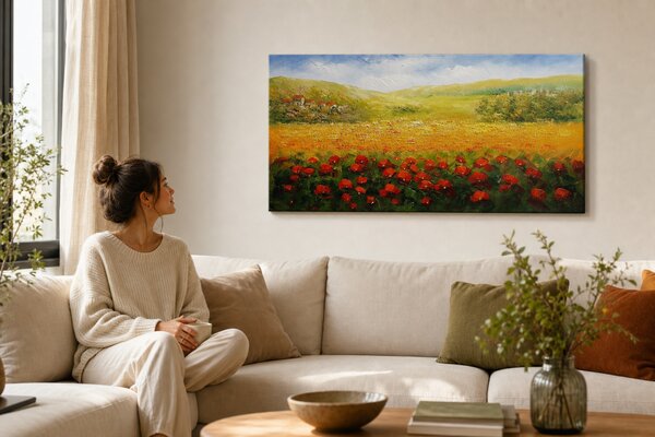 Tablou de perete pictată manual PEISAJ - 120x60 cm / Clasic 2 cm