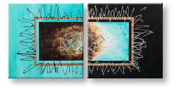 Tablou de perete pictată ABSTRAKT 2 părți - 120x60 cm