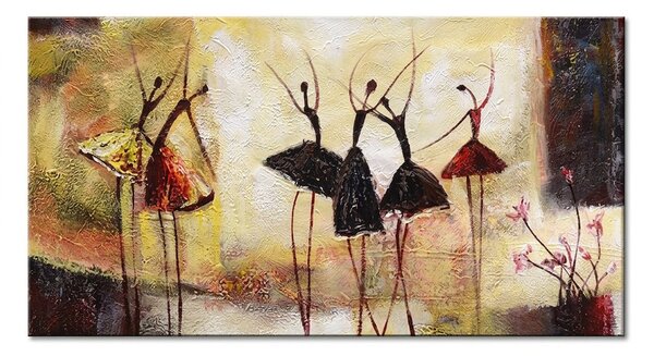 Tablou de perete pictată manual DANCERS - 60x120 cm