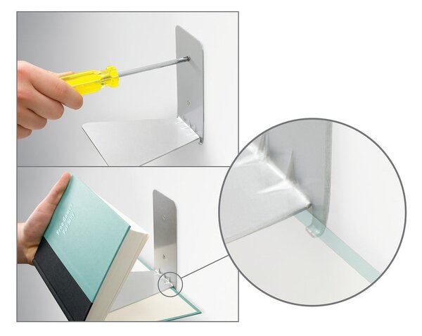 Rafturi argintii 3 buc. din metal 18 cm Conceal – Umbra
