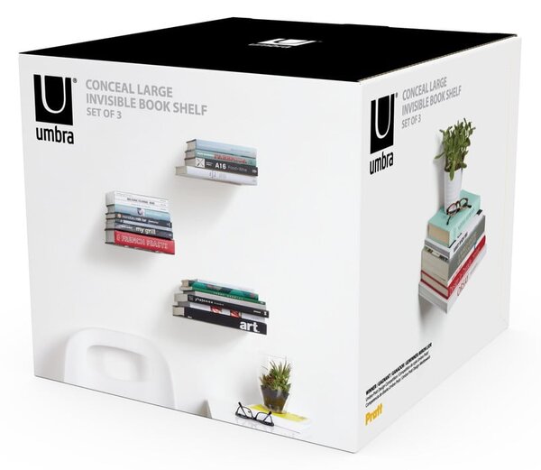 Rafturi argintii 3 buc. din metal 18 cm Conceal – Umbra