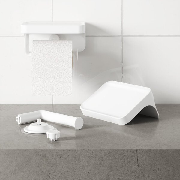 Suport pentru hârtie igienică alb autoadeziv din plastic reciclat Flex Adhesive – Umbra