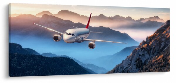 Tablou - Avion peste crestele montane (120x50 cm)