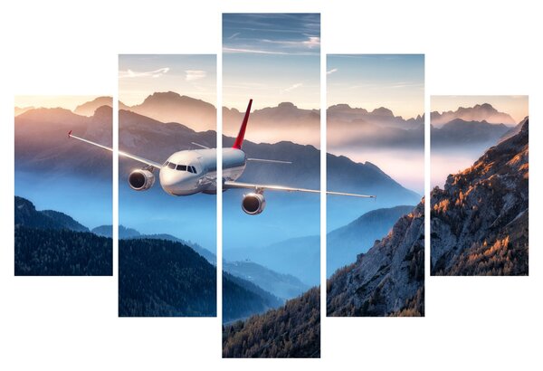 Tablou - Avion peste crestele montane (150x105 cm)