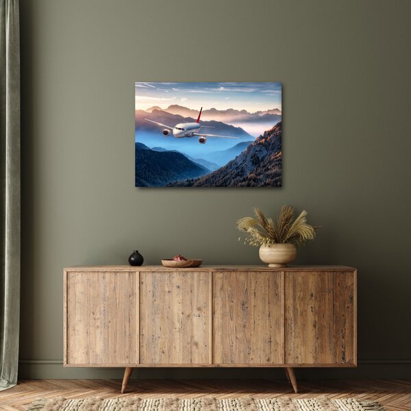 Tablou - Avion peste crestele montane (70x50 cm)