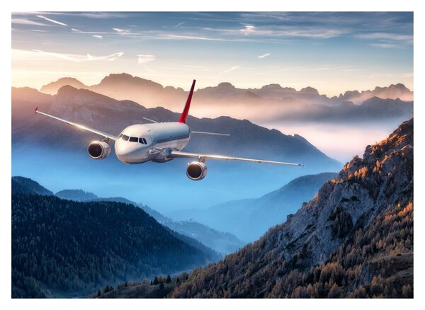 Tablou - Avion peste crestele montane (70x50 cm)
