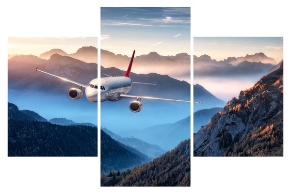 Tablou - Avion peste crestele montane (90x60 cm)