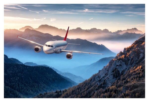 Tablou - Avion peste crestele montane (90x60 cm)