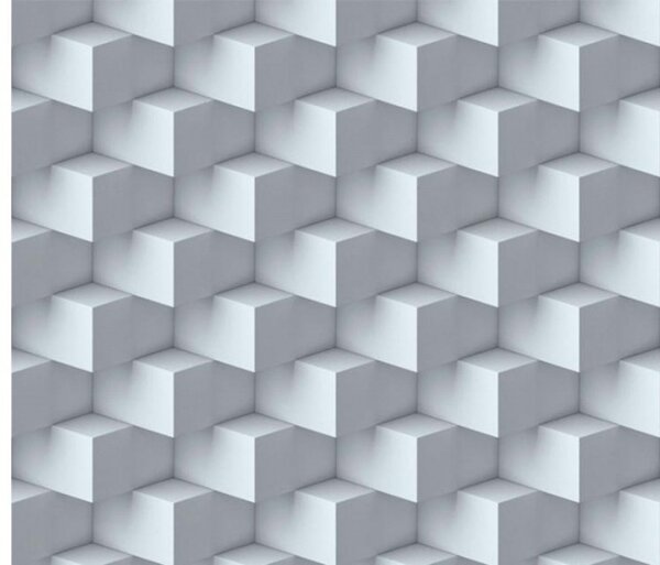 Tapet vlies de lux cuburi 3d gri orizontale