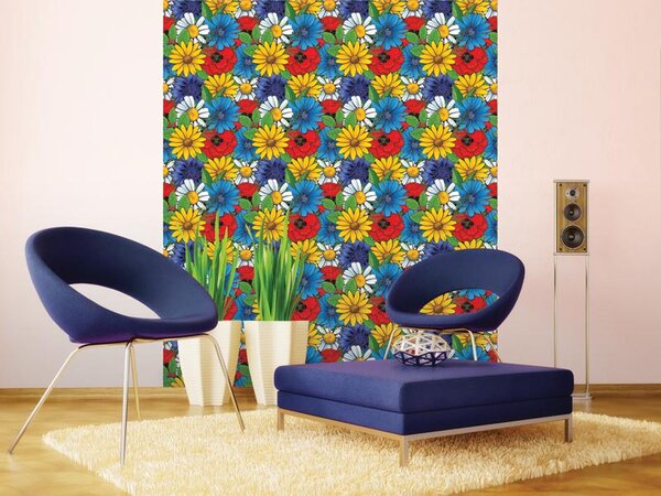 Tapet vlies de lux flori multicolore