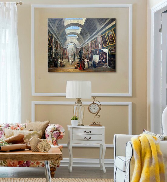Tablou canvas Hubert Robert - Proiect Grande Galerie du Louvre - 40x50 cm