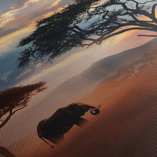 Tablou - Parcul Național Serengeti, Tanzania, Africa (cu ceas) (90x30 cm)