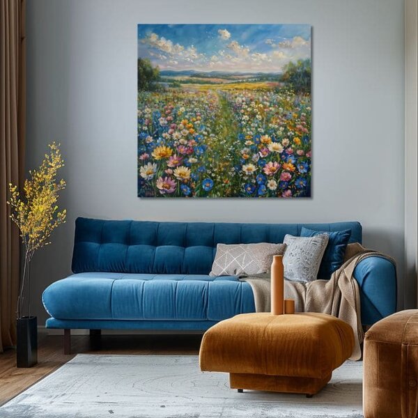 Tablou canvas peisaj Pajiște de vară - 60x60 cm