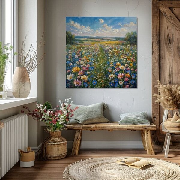 Tablou canvas peisaj Pajiște de vară - 60x60 cm