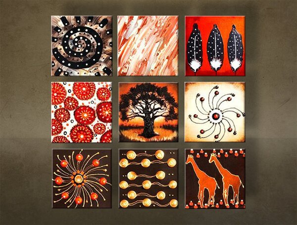 Tablou pictat manual ABSTRAKT 9-part