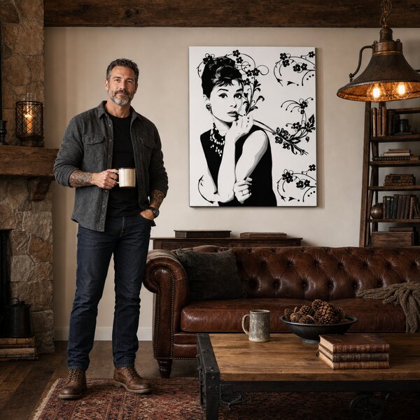 Tablou pictat manual POP Art Discount -15% Audrey Hepburn ah4 - 60x80 cm
