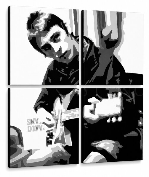 Tablou pictat manual POP Art Paul Weller 4 piese pwl - 60x60 cm