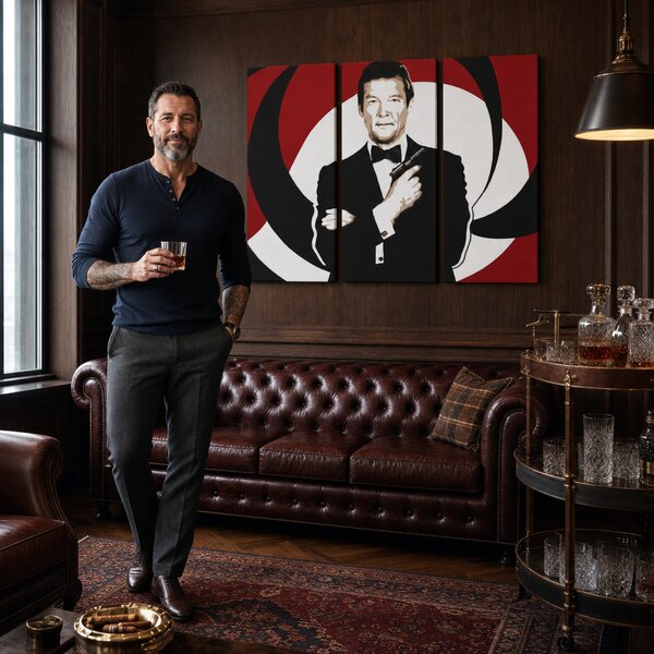 Tablou pictat manual POP Art James Bond 3 piese bond - 60x40 cm