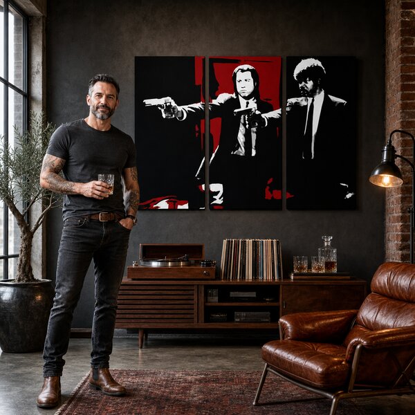 Tablou pictat manual POP Art Pulp Fiction 3 bucăți pulp5 - 60x40 cm