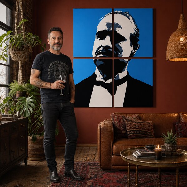 Tablou POP ART pictat manual a lui Marlon Brando 4 părți mb4 - 60x60 cm