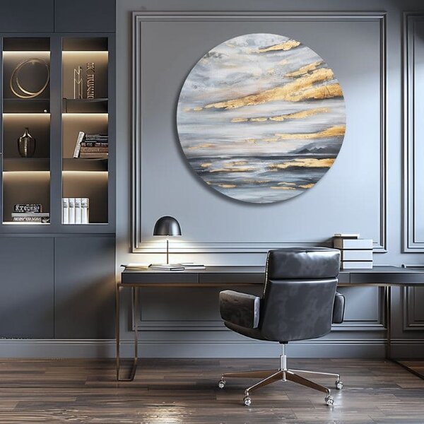 Pictură pictată rotundă Golden Sky - 60 cm