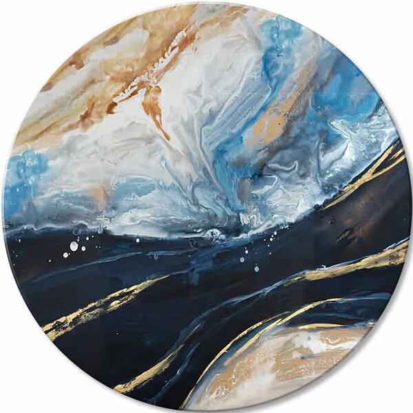 Pictură pictată rotundă Pictura Sound of the Ocean - 60 cm