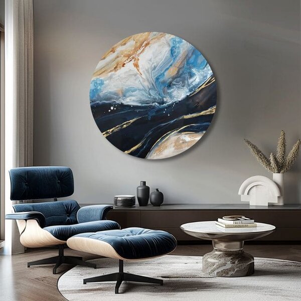 Pictură pictată rotundă Pictura Sound of the Ocean - 60 cm