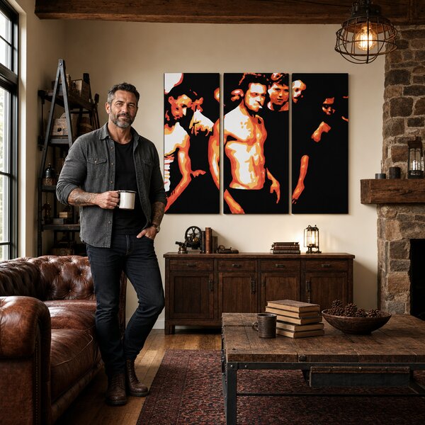 Tablou POP ART pictat manual Fight Club 3 părți fc2 - 60x40 cm