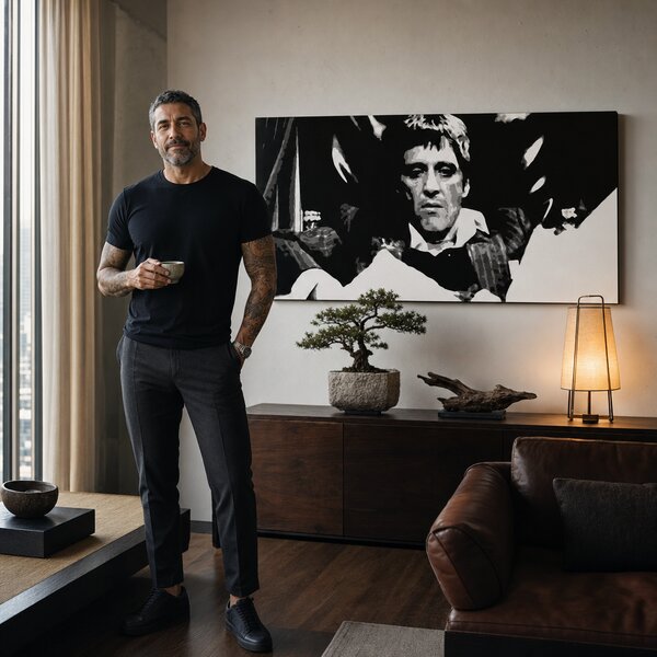 Tablou POP ART pictat manual Scarface 1 parte smk - 80x40 cm