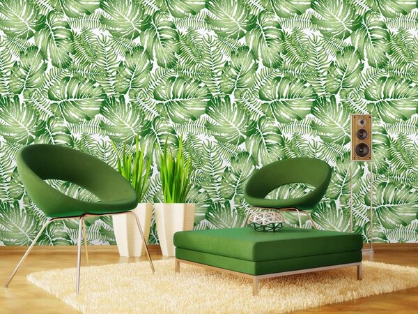 Tapet vlies de lux frunze de ficus verzi