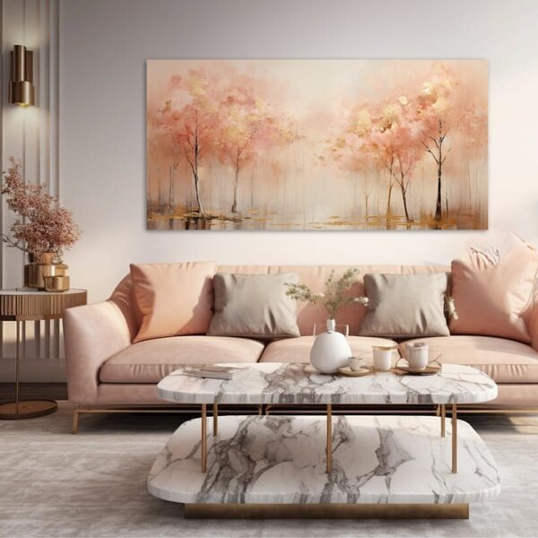 Pictură structurată Plimbare prin natura liniștită - PREMIUM ART - 40x80 cm