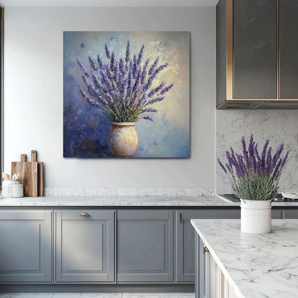 Pictură Vis lavanda | Cameră provensală | finisată de mâna artistului - 40x40 cm