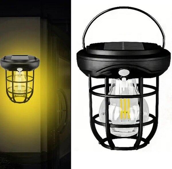Set 2 x Felinar solar cu lumina calda