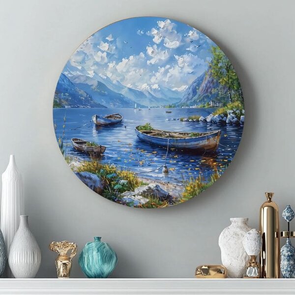 Picturi rotunde cu acrilic Alpine Boats - 60 cm