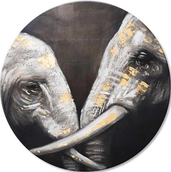 Picturi rotunde cu acrilic Atingerea regelui african - 60 cm