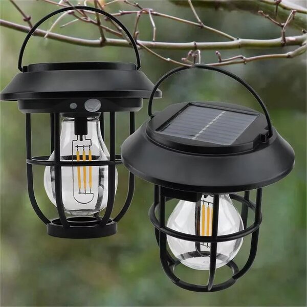 Set 2 x Felinar solar cu lumina calda