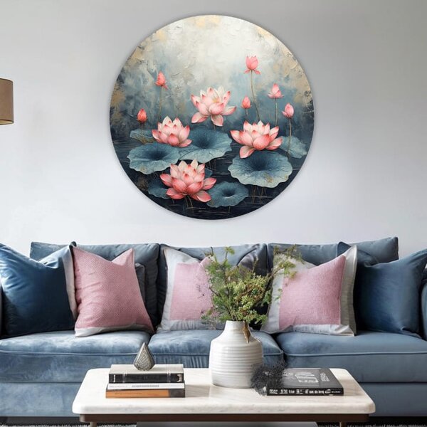 Picturi rotunde cu acrilic Blossoming Mystery - 60 cm