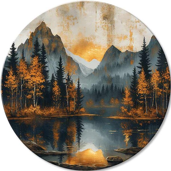 Picturi rotunde cu acrilic Crepuscul într-o vale liniștită - 60 cm