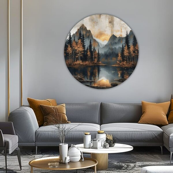Picturi rotunde cu acrilic Crepuscul într-o vale liniștită - 60 cm