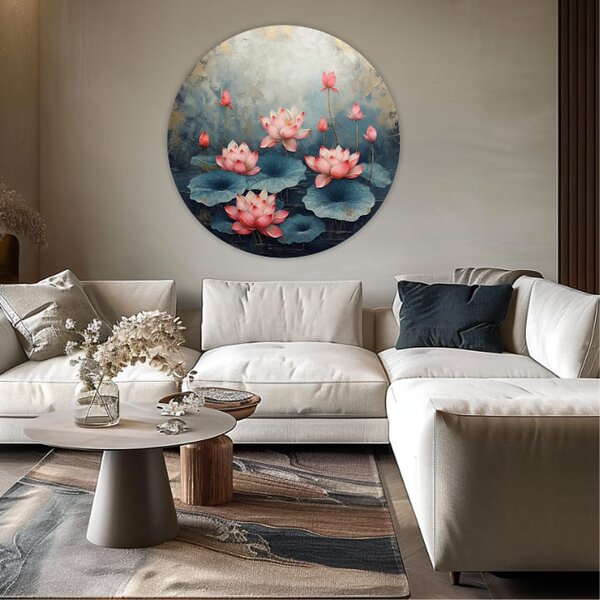 Picturi rotunde cu acrilic Blossoming Mystery - 60 cm