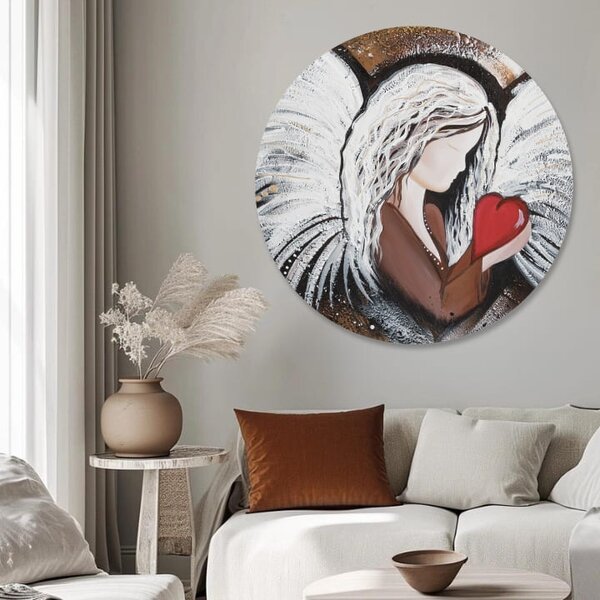 Picturi rotunde cu acrilic Gardianul inimii - 60 cm