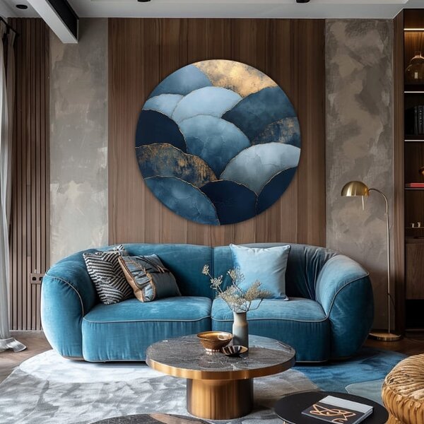 Picturi rotunde cu acrilic Muntele de aur - 60 cm