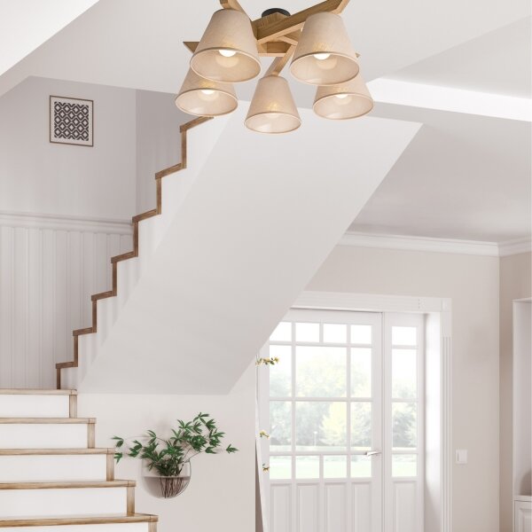 Lustr ANTONIO 5xE14/40W/230V, montaj plafon, stejar