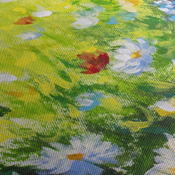 Tablou - Pictură în ulei, pajiște înflorită (90x60 cm)