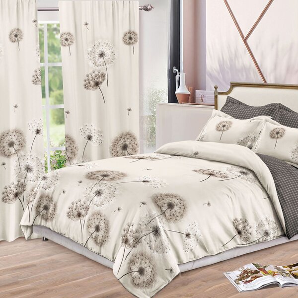 Pachet PROMO: Set 2 Draperii cu Rejansă pentru bară + Lenjerie de pat DUBLU, cu 6 PIESE din FINET GROS (cod SDL-19)