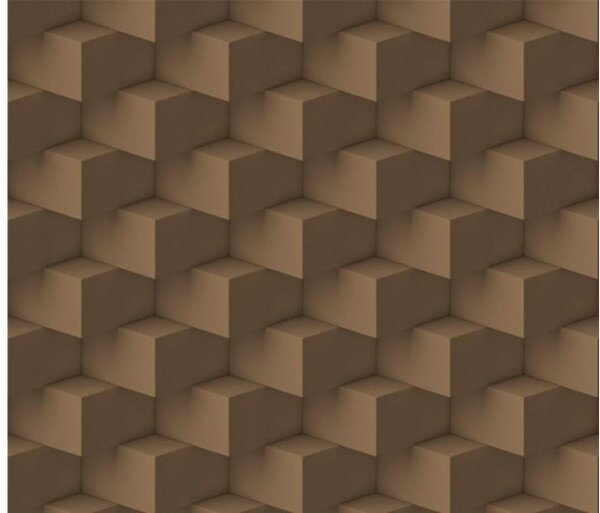 Tapet vlies de lux cuburi 3d maro orizontale